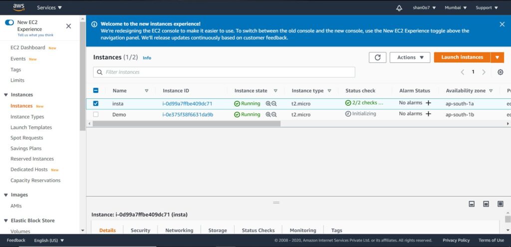 EC2 Dashboard