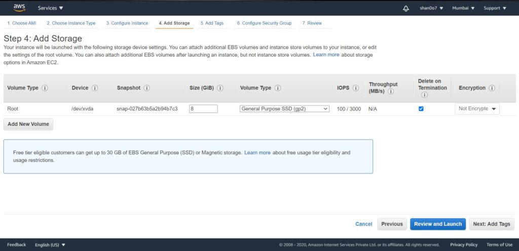 Configure your ec2 instance storage.